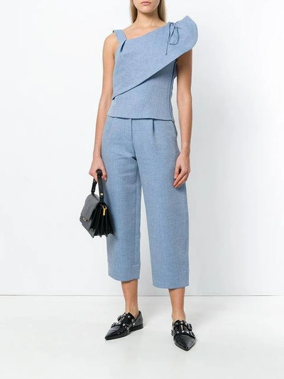 Shop Carven Ruffled Top In Blue
