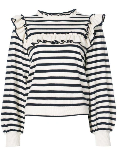Lourdes striped ruffle sweatshirt