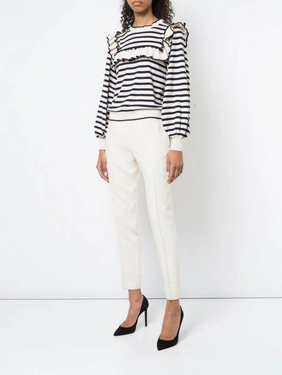 Lourdes striped ruffle sweatshirt