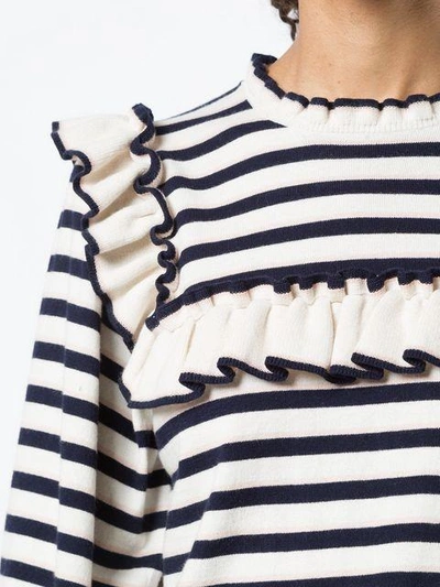 Shop Ulla Johnson Lourdes Striped Ruffle Sweatshirt