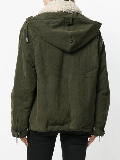 Shop Saint Laurent Shearling Collar Jacket - Green