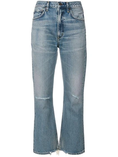 Shop Citizens Of Humanity Estella Ripped Kick Jeans In Blue