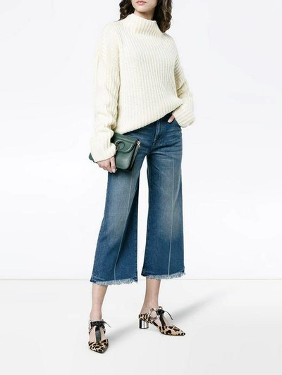 Shop Stella Mccartney Cropped Wide Leg Jeans In Blue