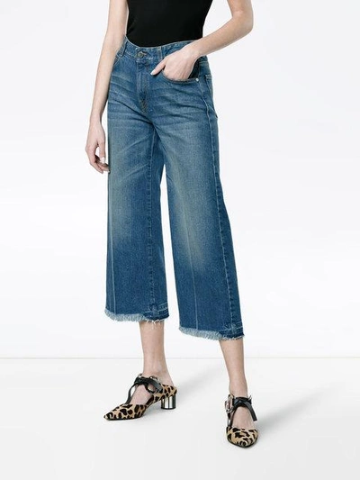 Shop Stella Mccartney Cropped Wide Leg Jeans In Blue