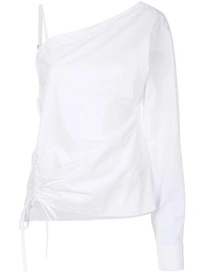 Shop Alexander Wang T Asymmetric Sleeve Top In White