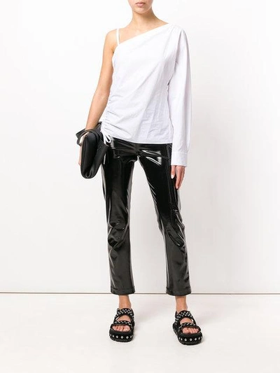 Shop Alexander Wang T Asymmetric Sleeve Top In White