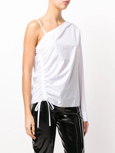 Shop Alexander Wang T Asymmetric Sleeve Top In White