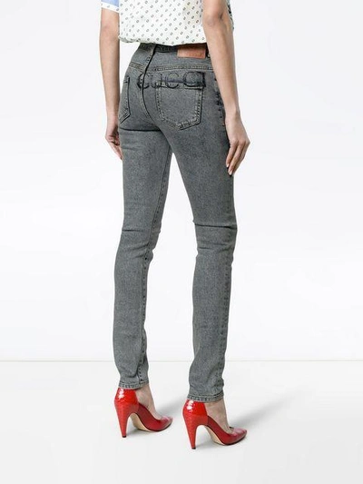 Shop Gucci High Waisted Logo Print Skinny Jeans In Blue