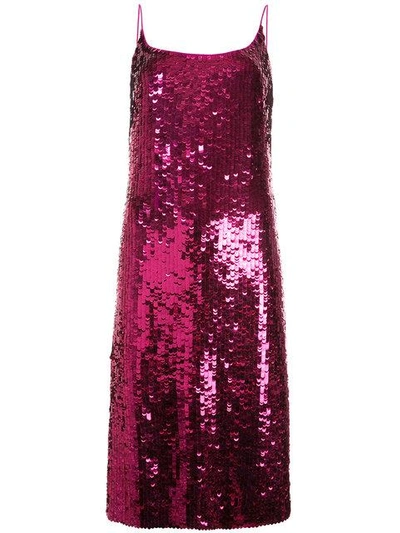 Shop Oscar De La Renta Sequin Cocktail Dress - Pink