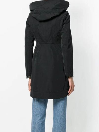 Shop Moncler Flared Hooded Coat In Black
