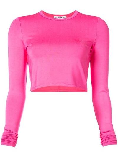 Shop Elizabeth And James Cropped Long Sleeve Top - Pink In Pink & Purple