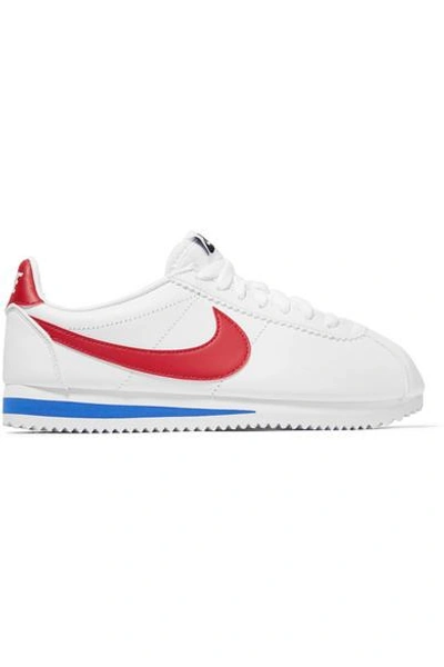 Shop Nike Classic Cortez Leather Sneakers In White