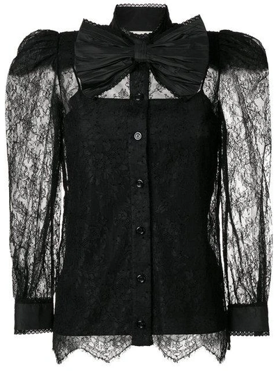 Shop Gucci Chantilly Lace Blouse In Black