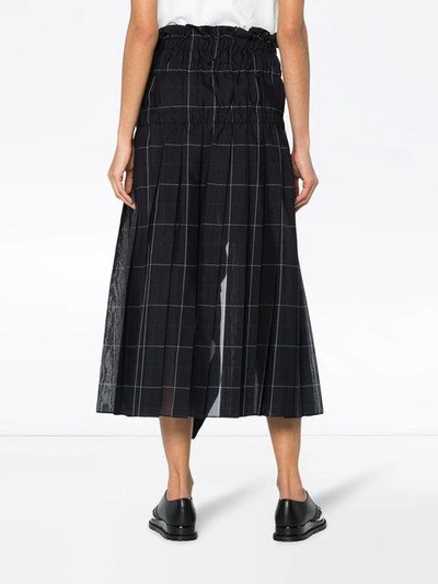 Shop Sacai Check Pleated Wrap Midi Skirt