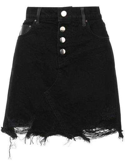 Shop Amiri Denim Fringe Skirt In Black