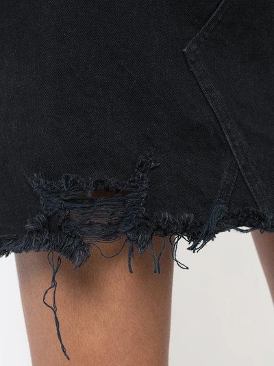 Shop Amiri Denim Fringe Skirt In Black