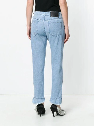 Shop Msgm High Waist Cropped Jeans In Blue