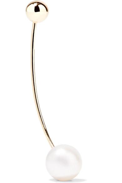 Sophie Bille Brahe Elipse 14-karat Gold Pearl Earring | ModeSens
