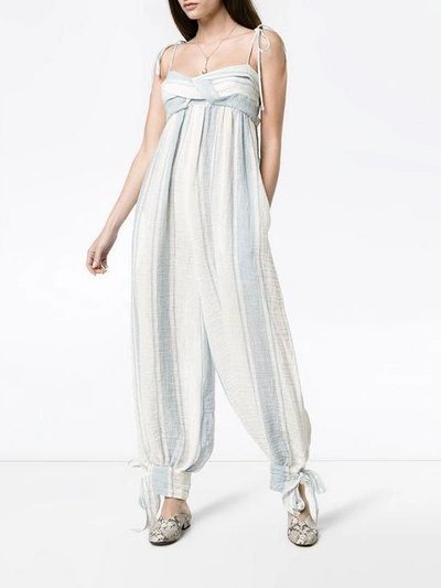 Shop Three Graces Stripe Jumpsuit - Blue