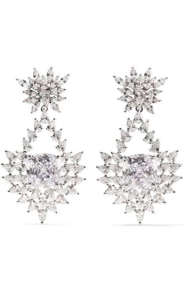 Shop Kenneth Jay Lane Rhodium-plated Cubic Zirconia Clip Earrings In Silver