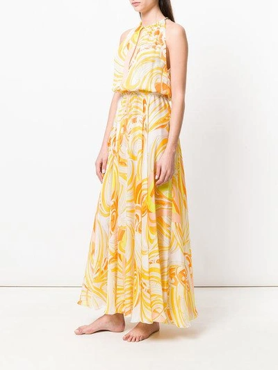 Shop Emilio Pucci Printed Halterneck Maxi Dress