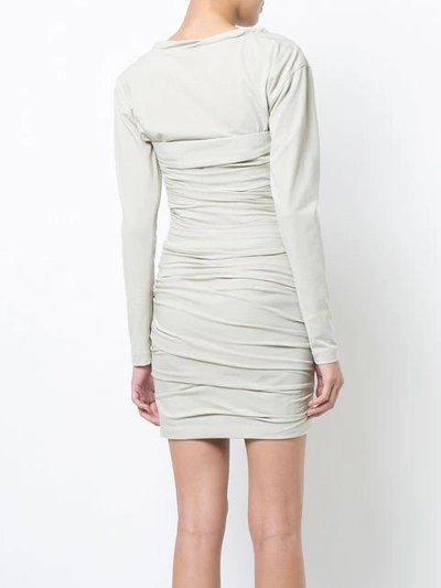 Shop Alexander Wang Bustier Ruched Mini Dress In Neutrals