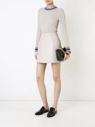 Shop Loveless A-line Mini Skirt - Neutrals