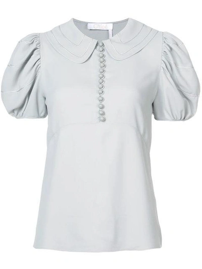 Shop Chloé Puff Sleeved Blouse In Grey