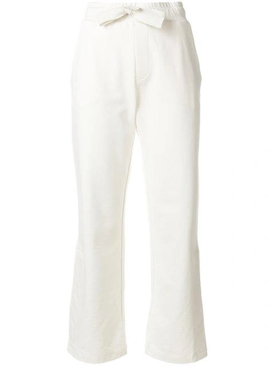 Shop Moncler Cropped Track Pants In White