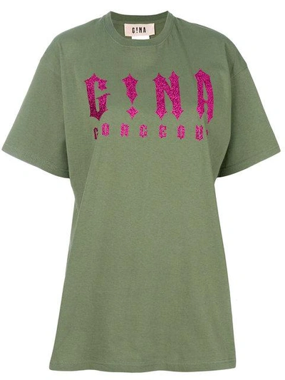 Shop Gina Glitter Logo T-shirt - Green