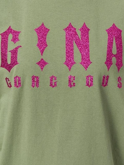 Shop Gina Glitter Logo T-shirt - Green
