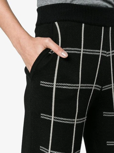 Shop Chloé Crepe Check Track Trousers - Black