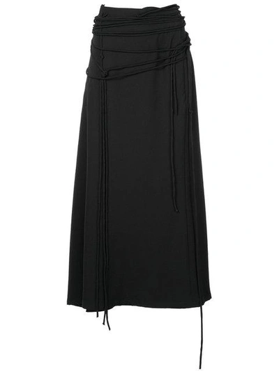 Shop Yohji Yamamoto Strap High Waist Skirt In Black