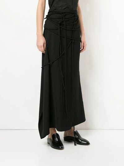 Shop Yohji Yamamoto Strap High Waist Skirt In Black