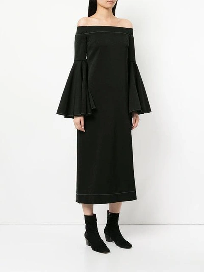 Shop Ellery Gertie Off-the-shoulder Dress In Black