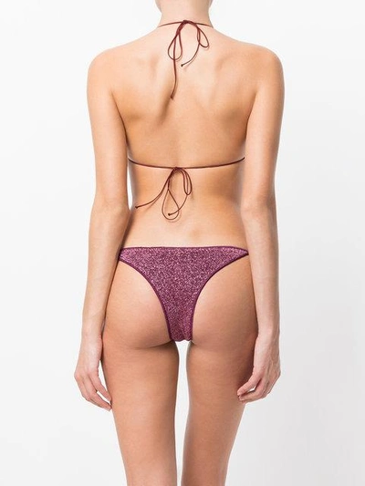 Shop Oseree Lumière Metallic Triangle Bikini In Pink