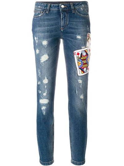 Shop Dolce & Gabbana Playing Cards Patch Jeans
