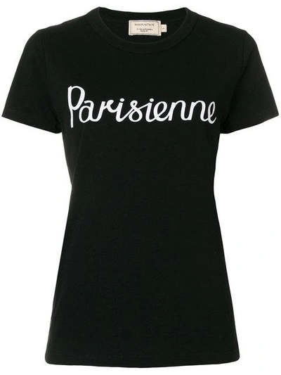 Shop Maison Kitsuné Parisien Print T-shirt In Black