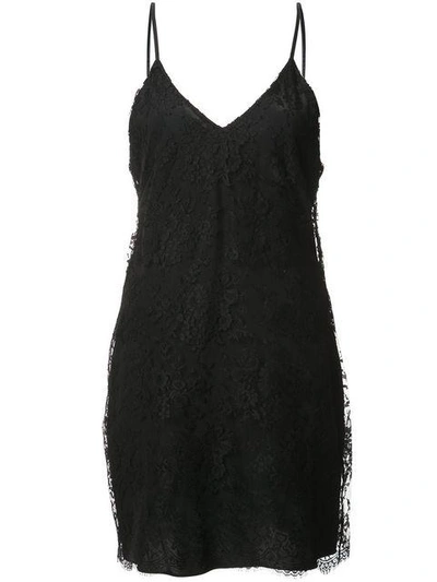 Shop Amiri Lace Slip Dress In Black