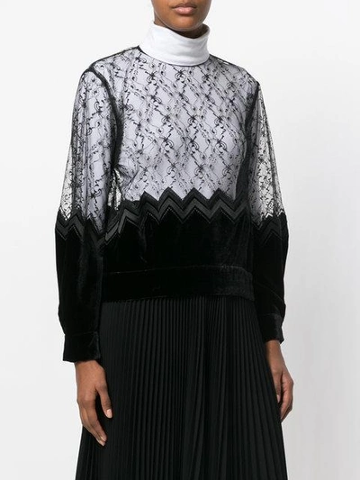Shop Comme Des Garçons Noir Kei Ninomiya Sheer Lace Blouse - Black