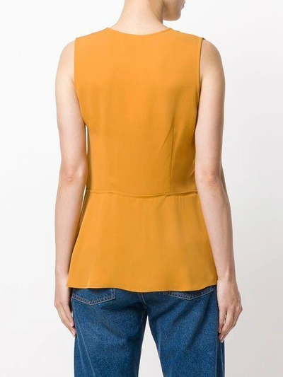 Shop Theory V-neck Asymmetric Blouse In Orange