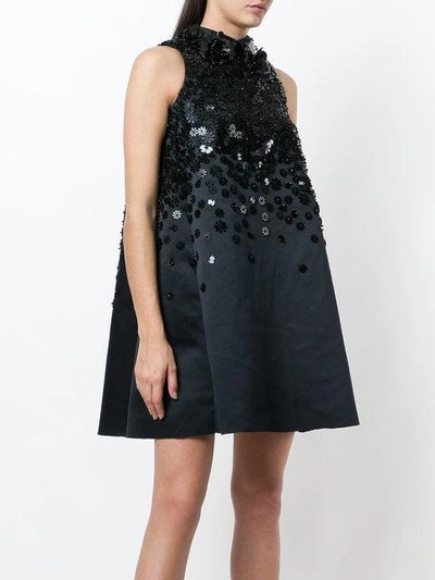 Shop Viktor & Rolf Encrusted Flower Couture Mini Dress In Black