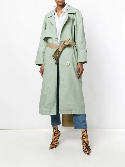 Shop Walk Of Shame Contrast Tail Trench Coat In Moss Green