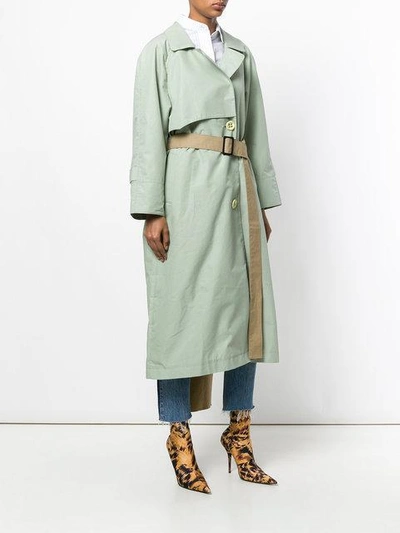 Shop Walk Of Shame Contrast Tail Trench Coat In Moss Green