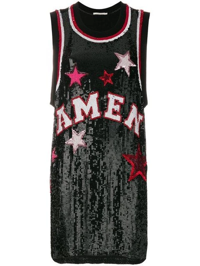 Shop Amen Logo And Star Sequinned Tank Top In Black
