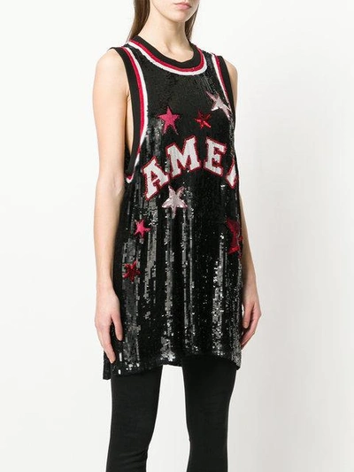 Shop Amen Logo And Star Sequinned Tank Top In Black