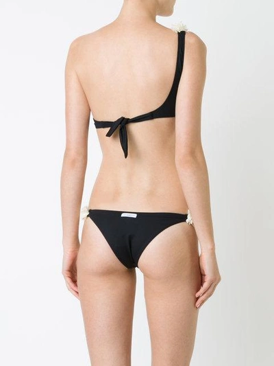 Shop La Reveche Asymmetric Floral Bikini In Black