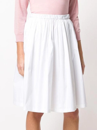 Shop Prada Flared Pleated Skirt - White