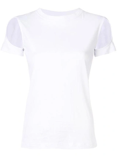 Shop Helmut Lang Cut Out Sleeve T In White