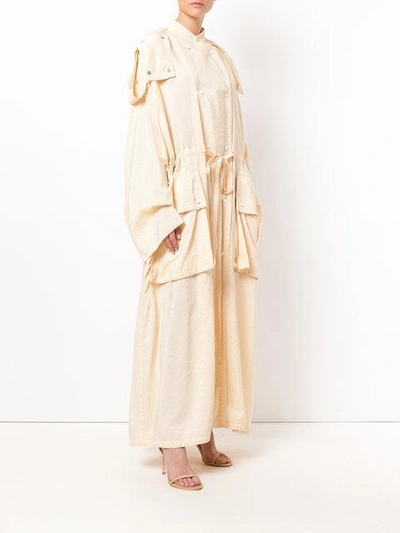 Shop Nina Ricci Oversized Hooded Trench - Neutrals